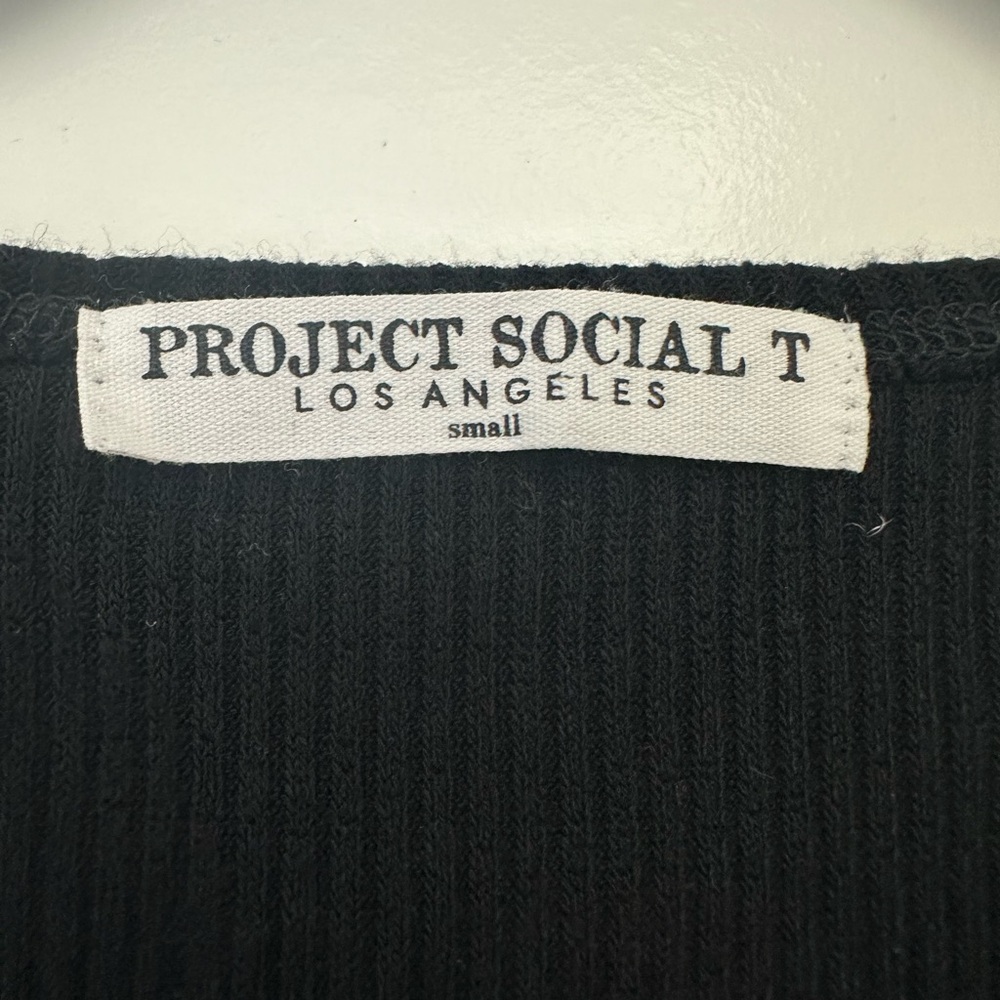 Project Social T Black Ribbed Button-Front Tank - Picture 3 of 5